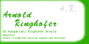 arnold ringhofer business card